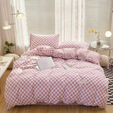 Taooba Small Checkered Bedding Duvet Cover Set