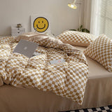 Taooba Small Checkered Bedding Duvet Cover Set