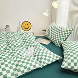 Taooba Small Checkered Bedding Duvet Cover Set