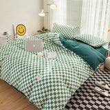 Taooba Small Checkered Bedding Duvet Cover Set