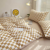 Taooba Small Checkered Bedding Duvet Cover Set