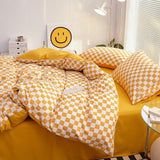 Taooba Small Checkered Bedding Duvet Cover Set