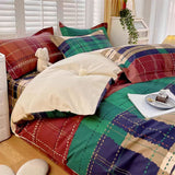 Taooba Autumn Mocha Plaid Bedding Set