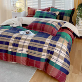 Taooba Autumn Mocha Plaid Bedding Set