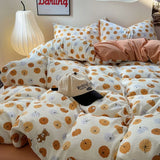 Taooba Autumn Pumpkins Print Fall Bedding Set