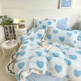 Taooba-Yickyue Shaggy Velvet Berber Fleece Winter Bedding Set Short Plush Love Duvet Cover Bed Sheet Pillowcases Keep Warm Blanket Bedspread