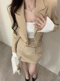 Taooba  party look inspos 2 Piece Dress Set Women Casual Y2k Crop Tops Elegant Jacket Coats + Mini Skirts Korean Fashion Suits 2024 Spring Blazers Dress