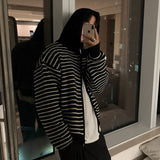 Taooba No. 11238 KNITTED ZIP-UP STRIPED HOODIE