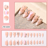 Taooba Christmas nail 24Pcs Medium Long Acrylic Fake Nails Removable French Fake Nails Wearing False Nails Set Full Cover Ballet Press On Nail Tips&7Y