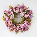 Taooba Artificial Peony Wreath Garland Rattan Home Decor Wedding Wreath Flower Home Door Decoration Wedding Centerpieces for Tables