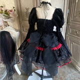 Taooba  party look inspos Dark Gothic Lolita Style Dresses Victorian Women Lace Halter Neck Bandage Corset Jsk Dress Japanese Fashion Holiday Party Dress