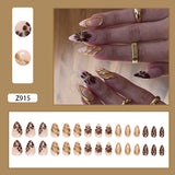 Taooba fall nails Simple Nail Patch Removable Nail Fake Nail Three-Dimensional Wear Nail Flower Nail Art Piece Diamond 30 Pieces