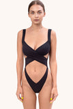 Taooba Christmas Gift outfit -Sexy Low Back High Leg Wrap Front Cutout One Piece Swimsuit