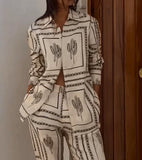 Taooba- Geometric Printed Loungewear Set