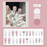 Taooba Christmas nail 24Pcs False Nails French Gradient Ballet Fake Nails Press on Nails Black Heart Rhinestone Design Glitter Full Cover Nail Tips