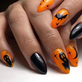 Taooba 24Pc Halloween False Nails with Almond Head Designs Cute Clown Fake Nails French Full Cover Manicure Press on Nail Tips for Girl