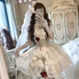 Taooba  party look inspos Japanese Victorian Gothic Lolita Dress Elegant Women Cute Lace Mesh Kawaii Fashion Rose Dresses White Girls Sweet Wedding Dress