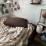 Taooba Beige & Brown Vintage Striped Bedding Set