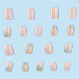 Taooba short mens haircut Hot Fashion Simple Pink Green Gradient Classic All-Match White Manicure Detachable Wear Nail Fake Nails