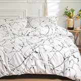 Taooba White Stone with Black Veins Bedding Set