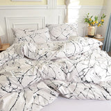 Taooba White Stone with Black Veins Bedding Set