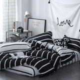 Taooba Black & White Striped Bedding Set