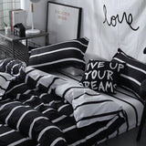 Taooba Black & White Striped Bedding Set