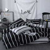 Taooba Black & White Striped Bedding Set