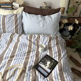 Taooba Blue & Brown Vintage Striped Bedding Set