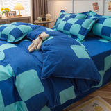 Taooba Blue Checker Bedding Set