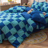 Taooba-Blue Checker Bedding Set