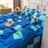 Taooba Blue Checker Bedding Set