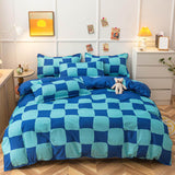 Taooba Blue Checker Bedding Set