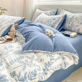 Taooba Monochrome Blue Wildflowers Print Bedding Set