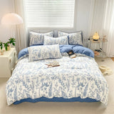 Taooba Monochrome Blue Wildflowers Print Bedding Set