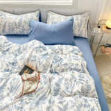 Taooba Monochrome Blue Wildflowers Print Bedding Set