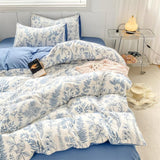 Taooba Monochrome Blue Wildflowers Print Bedding Set