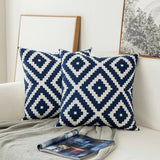 Taooba-Blue Embroidered Ornaments Cushion Cover