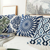 Taooba-Blue Embroidered Ornaments Cushion Cover