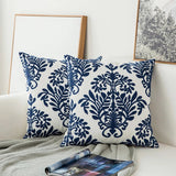 Taooba-Blue Embroidered Ornaments Cushion Cover