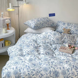 Taooba Blue Flowers Pattern Print Bedding Set