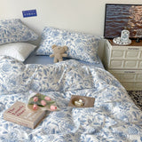 Taooba Blue Flowers Pattern Print Bedding Set