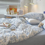 Taooba-Blue Flowers Pattern Print Bedding Set