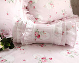 Taooba-New Sweet pink LOVE bedding set rustic ruffle duvet cover print quilt cover elegant wrinkle bed sheet bedspread princess bedding