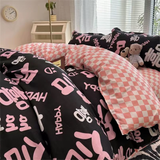 Taooba Ins Fresh Countryside Small Floral Wash Cotton Four Piece Set Pink Girl Heart Quilt Set Bed Sheet Student Three Piece Set