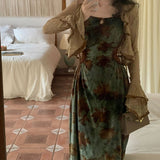 Taooba Christmas Gift outfit -Vintage Leaves Print Maxi Dress