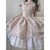 Taooba  party look inspos Victorian Vintage Lolita Dress Sweet Elegant Women Lace Ruffles Pearl Slim Bandage Princess Dresses Female Cute Party Mini Dress