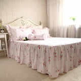 Taooba-New Sweet pink LOVE bedding set rustic ruffle duvet cover print quilt cover elegant wrinkle bed sheet bedspread princess bedding