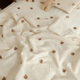 Taooba-MILANCEL Ins Hot Newborn Baby Blanket Korean Bear Embroidery Kids Sleeping Blanket Cotton Bedding Accessories