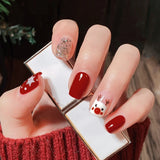 Taooba Christmas Nail  24Pcs Red Cartoon Square Press on Nail Tips for Christmas Gifts Full Cover French Glitter Wearable Fake Nails Acrylic Nail Tools